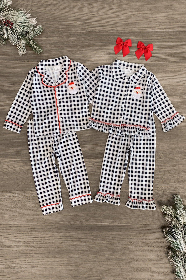 Plaid Santa Pajamas - Boy & Girl - Sparkle in Pink