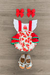 Watermelon Ruffle Tie Onesie - Sparkle in Pink