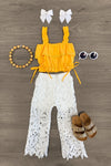 Mustard & White Floral Lace Pant Set - Sparkle in Pink