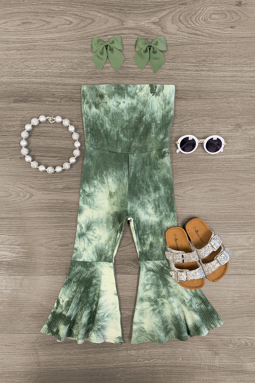 Green Tie Dye Bell Bottom Jumpsuit - Sparkle in Pink
