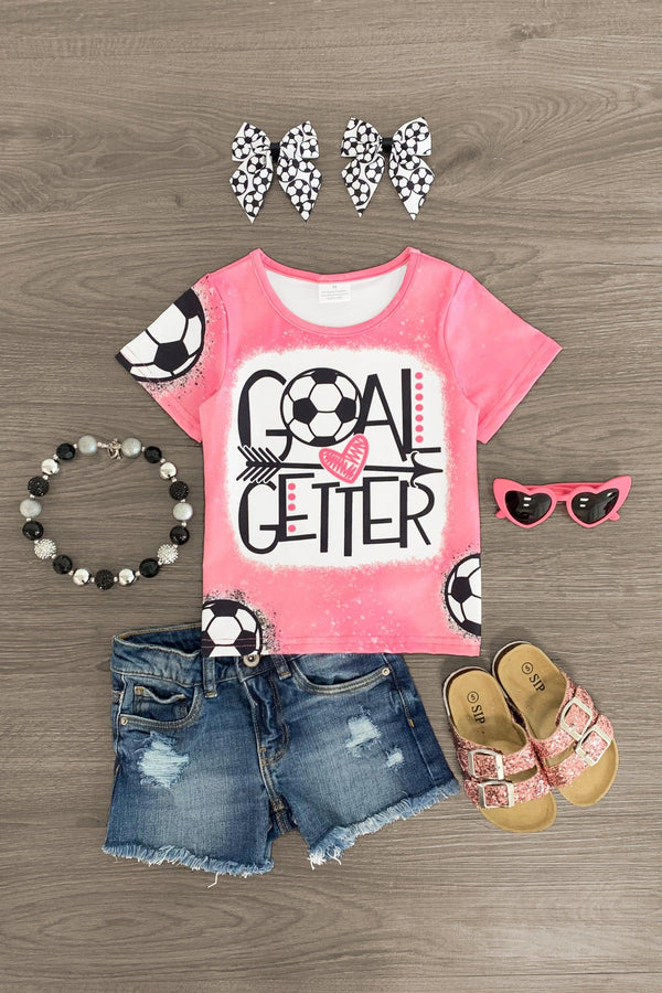 "Goal Getter" Pink Soccer Top - Sparkle in Pink