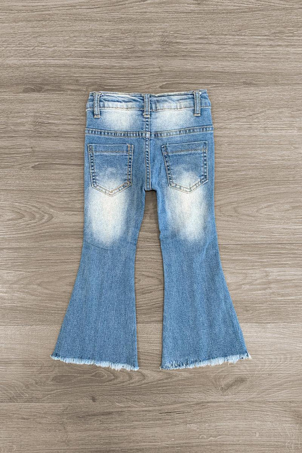 Blue Flare Jeans - Sparkle in Pink