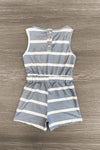 Gray & White Striped Black Sequin Romper - Sparkle in Pink
