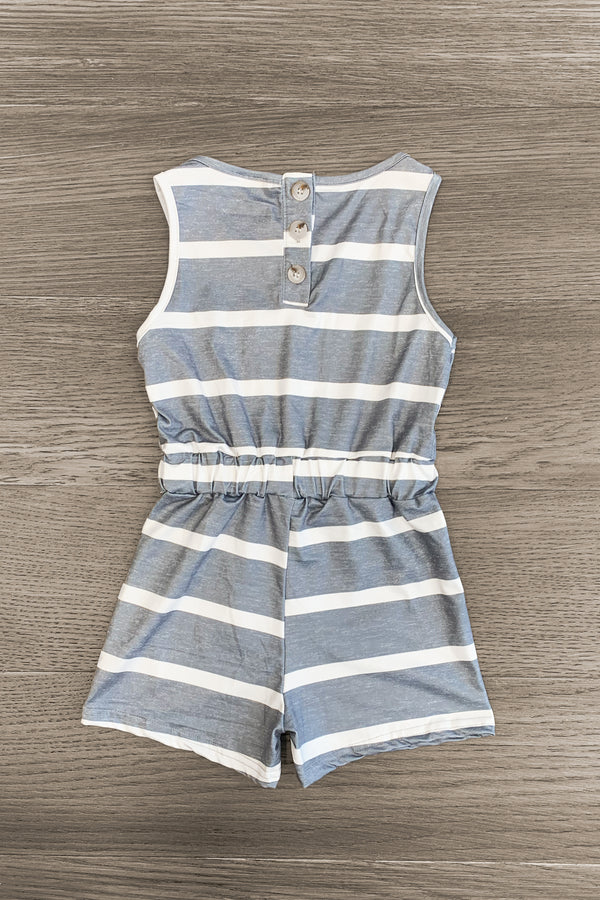 Gray & White Striped Black Sequin Romper - Sparkle in Pink