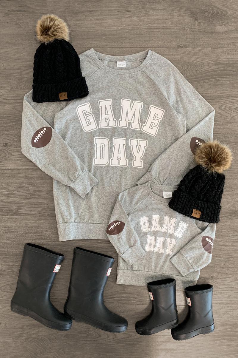 Mom & Me - "Game Day" Gray Long Sleeve Top - Sparkle in Pink