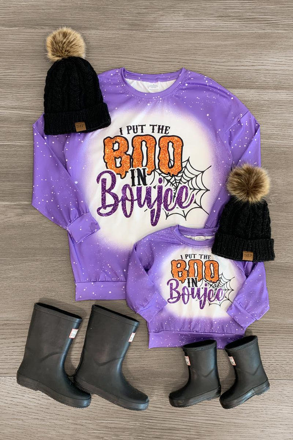 Mom & Me - "I Put The Boo In Boujee" Purple Top - Sparkle in Pink