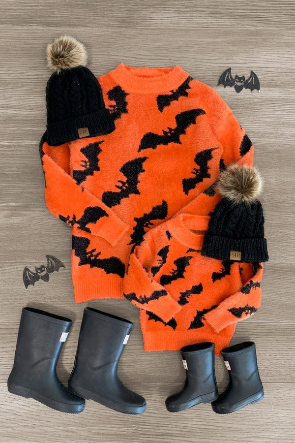 Mom & Me - Orange Bat Sweater - Sparkle in Pink