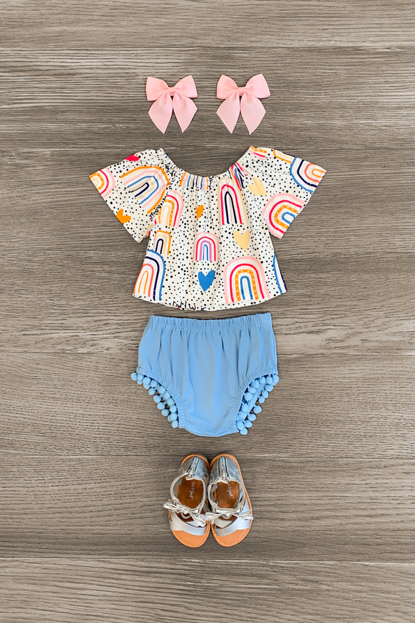 "Follow The Rainbow" Polka Dot Bloomer Set - Sparkle in Pink
