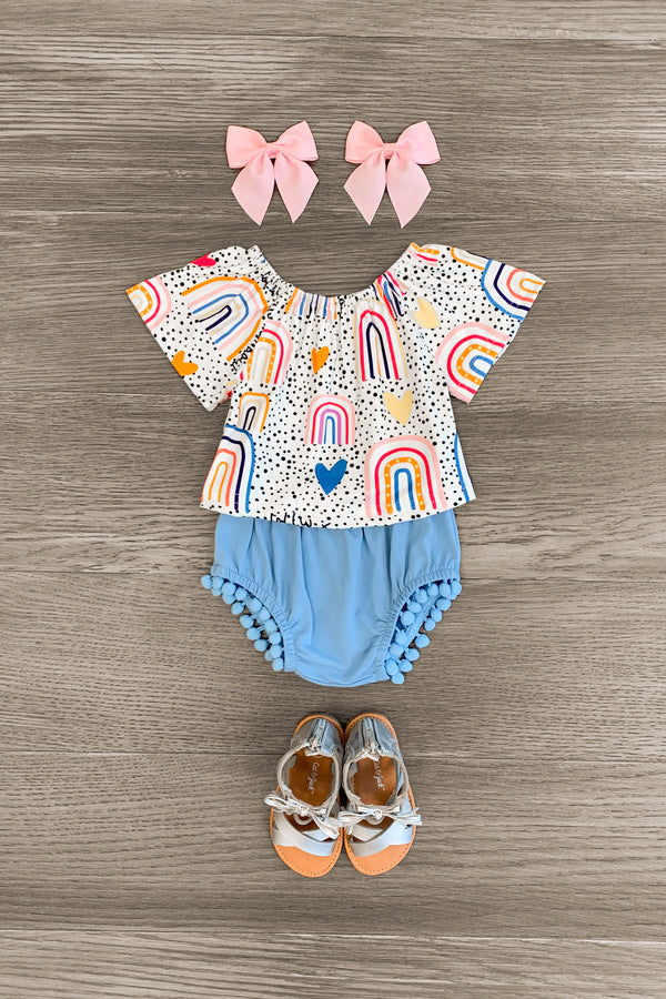 "Follow The Rainbow" Polka Dot Bloomer Set - Sparkle in Pink