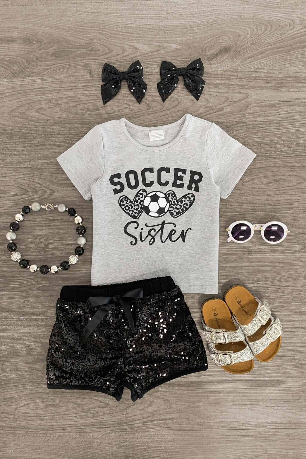 "Soccer Sister" Sequin Short Set - Sparkle in Pink