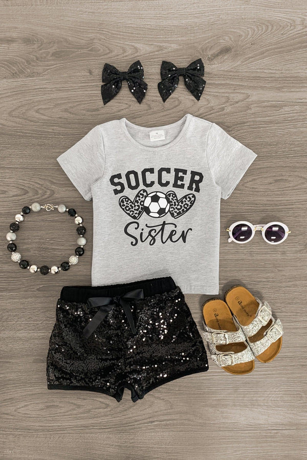 "Soccer Sister" Sequin Short Set - Sparkle in Pink