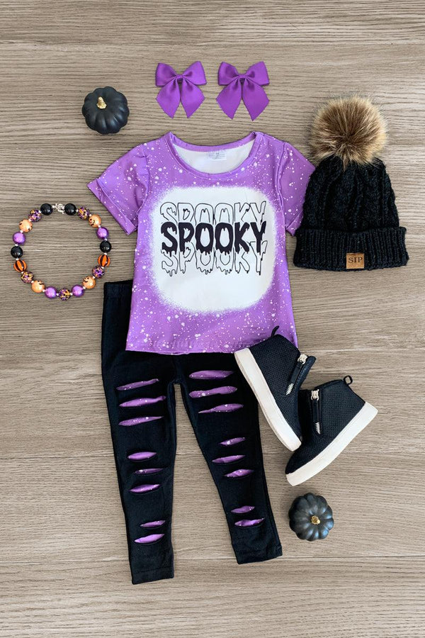 "Spooky Spooky Spooky" Purple Legging Set - Sparkle in Pink