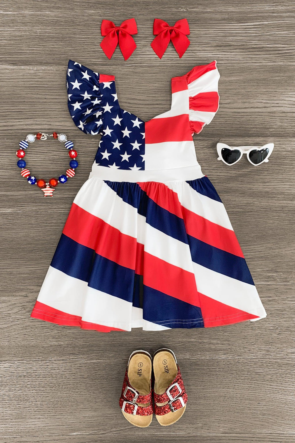 American Flag Halter Tie Dress - Sparkle in Pink