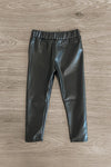Black Faux Leather Pants - Sparkle in Pink