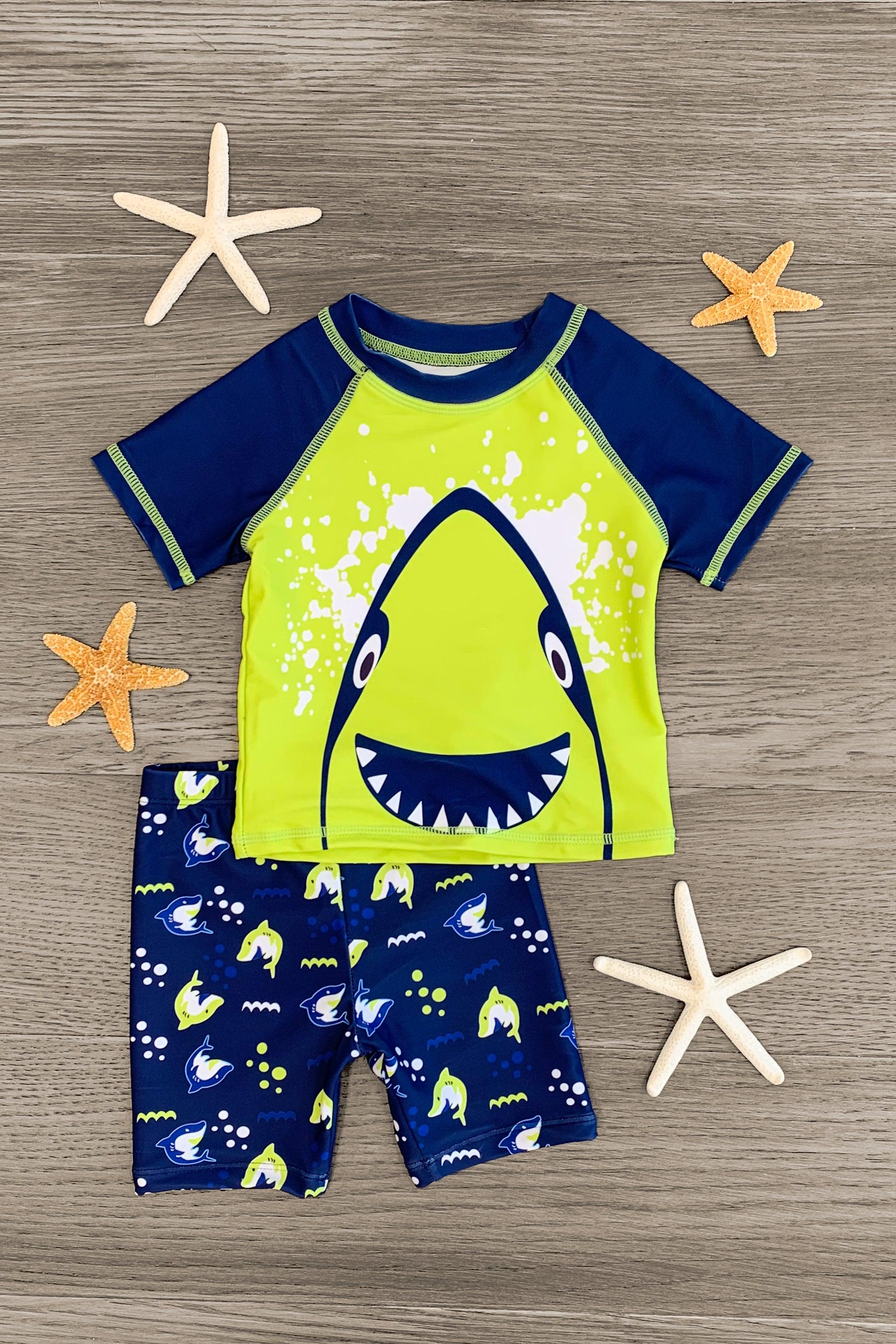 Blue & Green Shark Swim Set | Sparkle In Pink