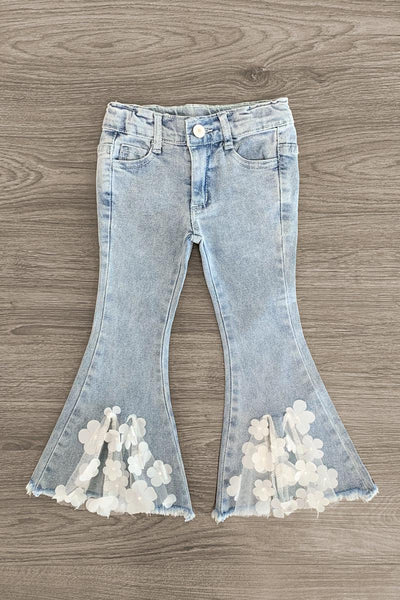 パンツ TNTNTUTU Denim Checked Nichi Frill Flower Fancy Flare-Pants Women Flower Printed Flare Pants Spring Summer Tight-Fitting