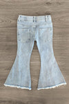 White Tulle Flower Flare Jeans - Sparkle in Pink
