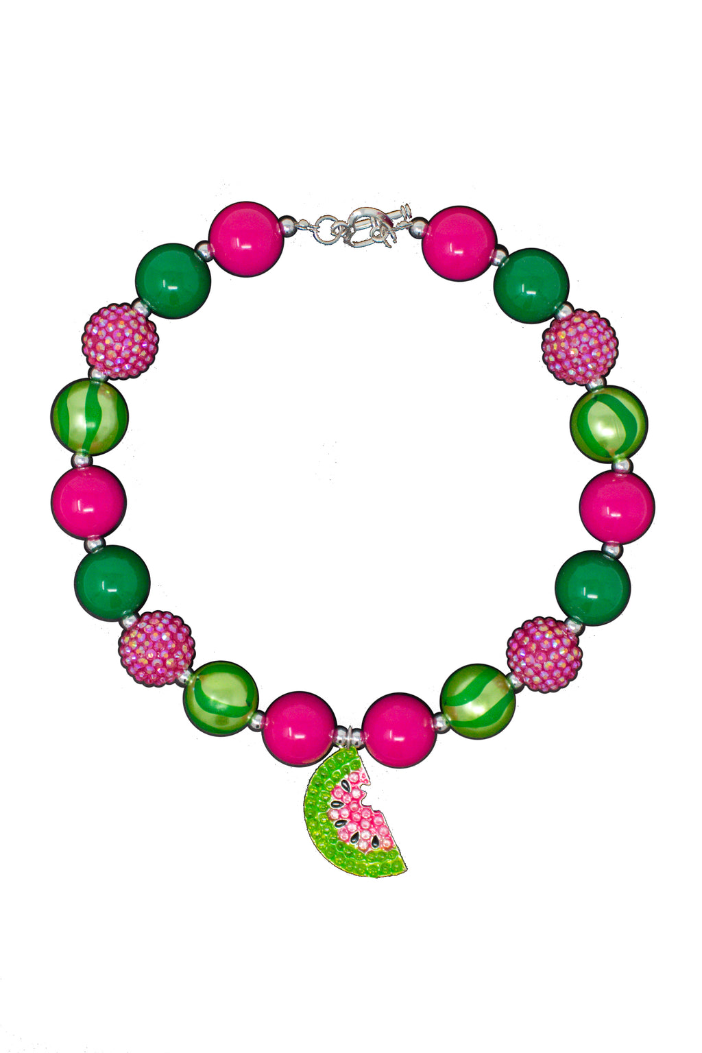 Hot Pink Watermelon Bubblegum Necklace - Sparkle in Pink