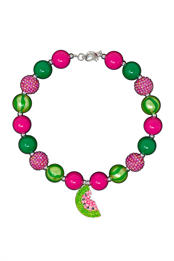 Hot Pink Watermelon Bubblegum Necklace - Sparkle in Pink