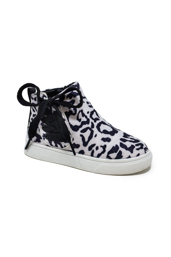 Leopard Lace-Up Sneaker Booties - Sparkle in Pink
