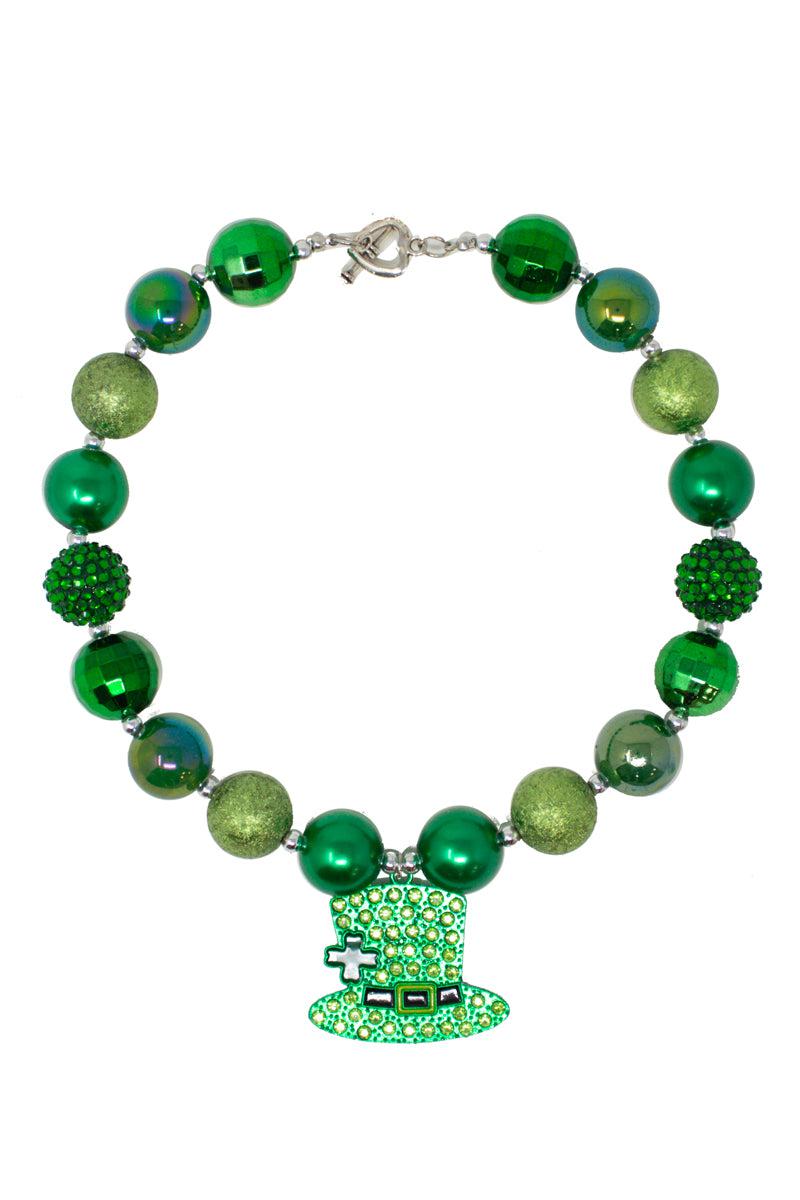 Leprechaun Hat Bubblegum Necklace - Sparkle in Pink