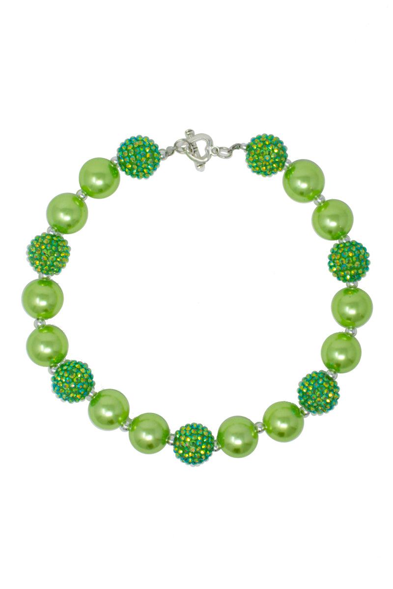 St. Patty's Rhinestone Bubblegum Necklace - Sparkle in Pink