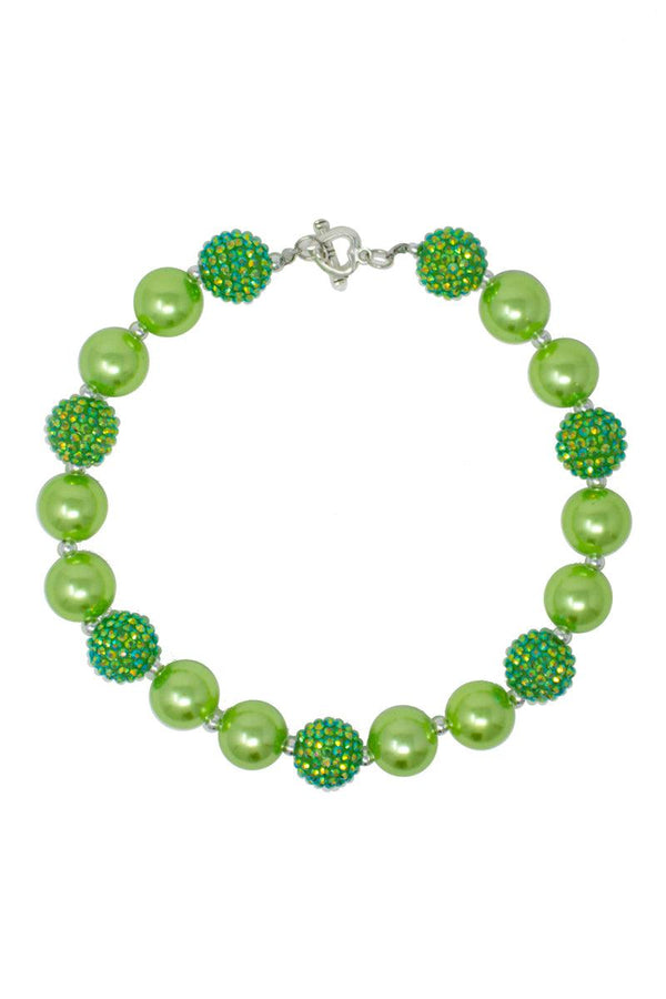 St. Patty's Rhinestone Bubblegum Necklace - Sparkle in Pink