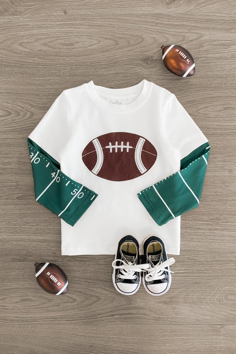 White Football Long Sleeve T-Shirt - Sparkle in Pink