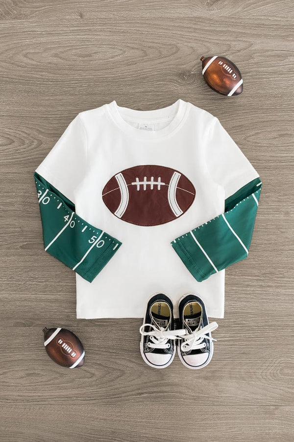 White Football Long Sleeve T-Shirt - Sparkle in Pink