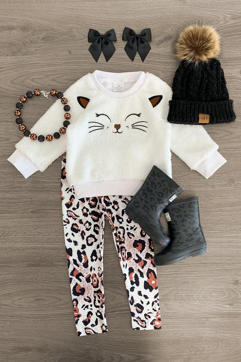 Sherpa Kitty Legging Set - Sparkle in Pink