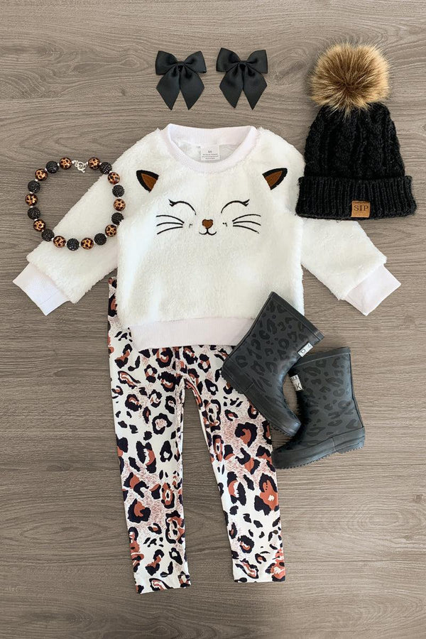Sherpa Kitty Legging Set - Sparkle in Pink