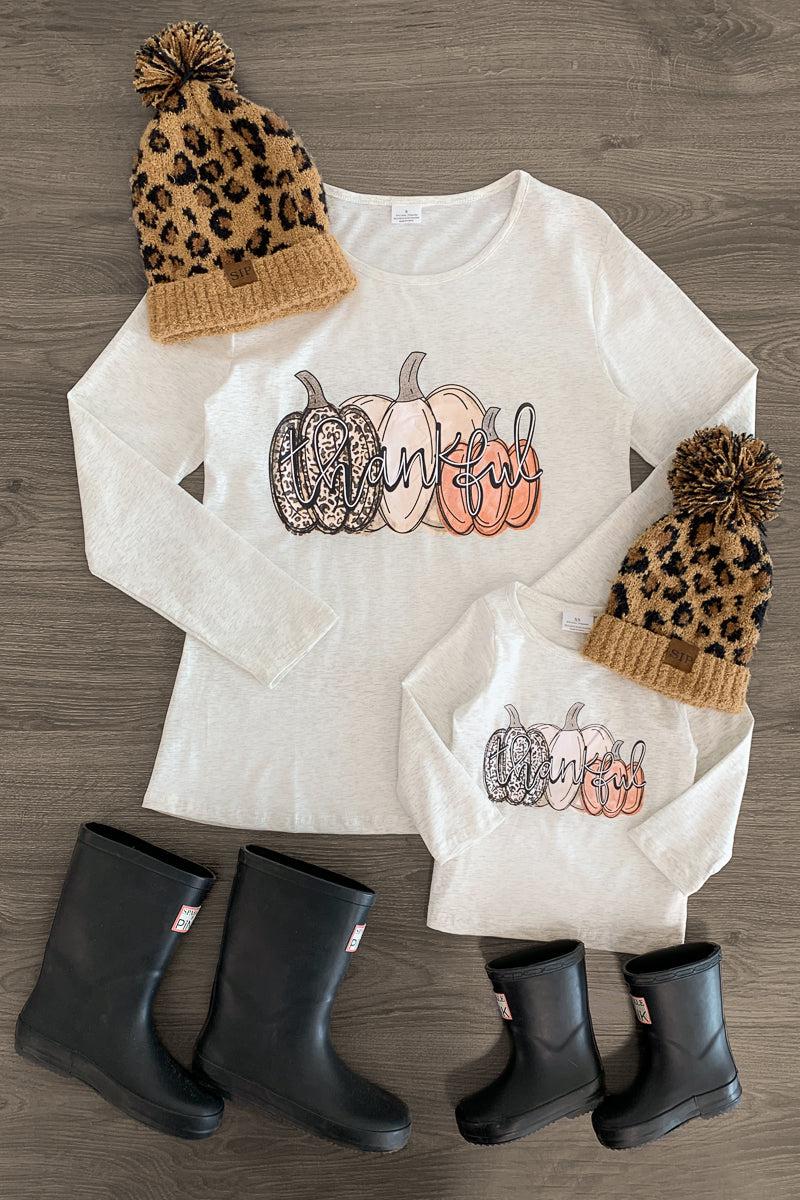 Mom & Me - "Thankful" Heather Pumpkin Top - Sparkle in Pink
