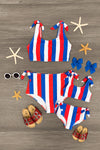 Mom & Me - Red White & Blue Striped Bikini - Sparkle in Pink