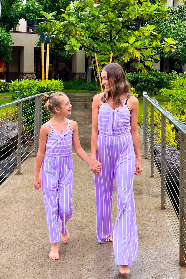 Mom & Me - Lavender Stripe Jumpsuit - Sparkle in Pink