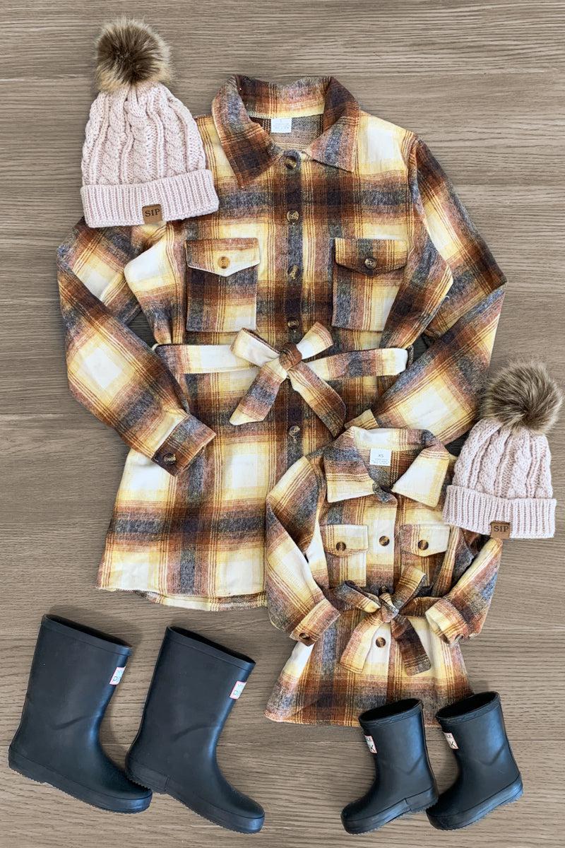 Mom & Me - Yellow Button Up Plaid Jacket | Sparkle In Pink