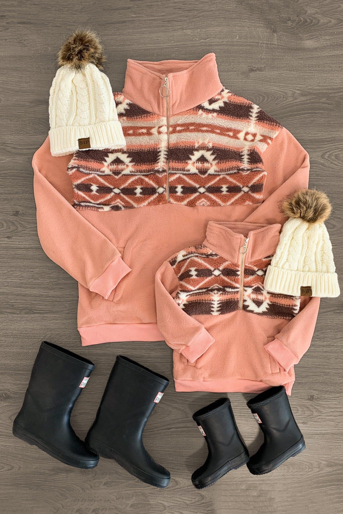 Mom & Me - Pink Southwestern Fleece Pullover | Sparkle In Pink