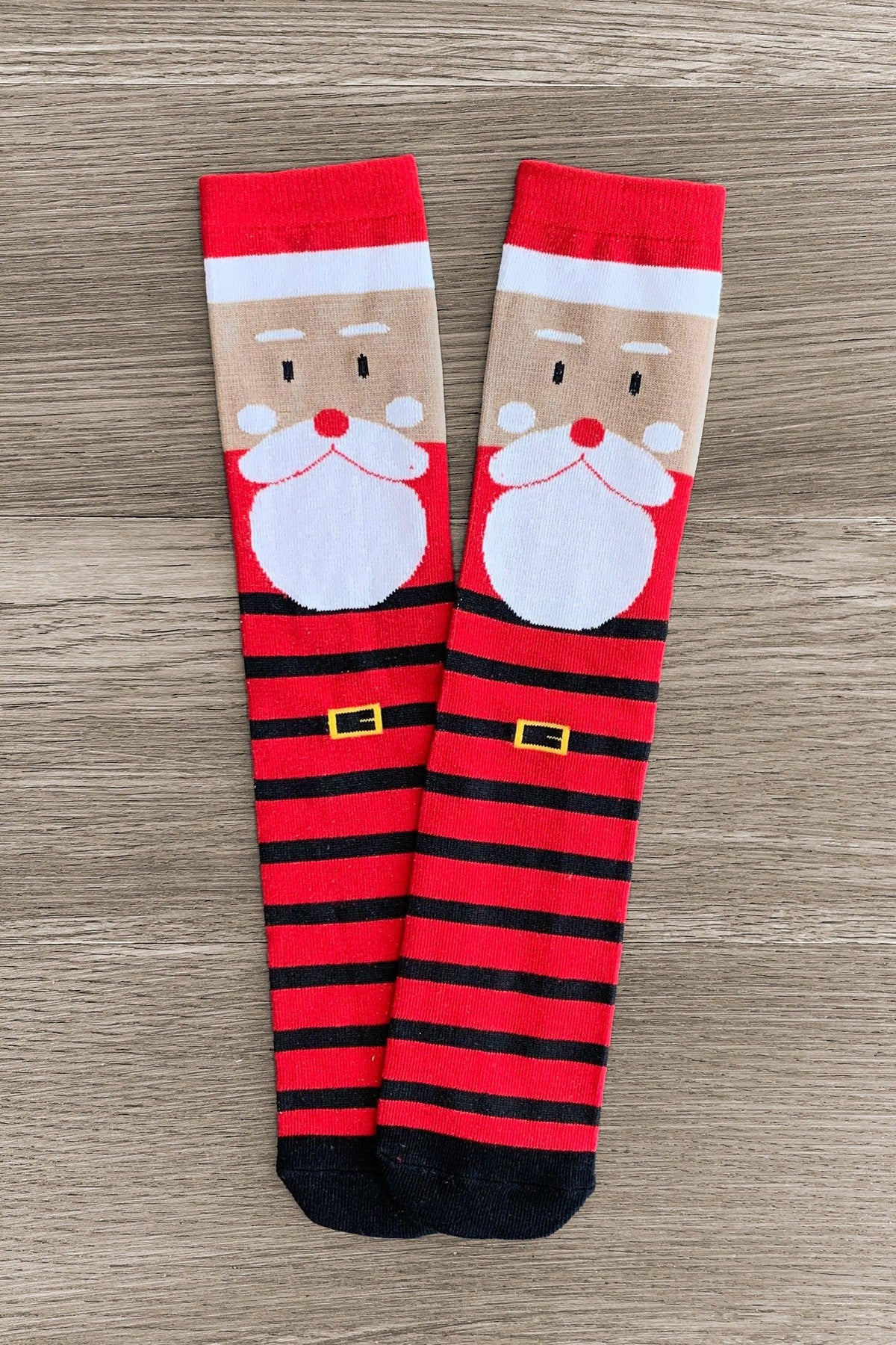 Red Santa Striped Socks - Sparkle in Pink