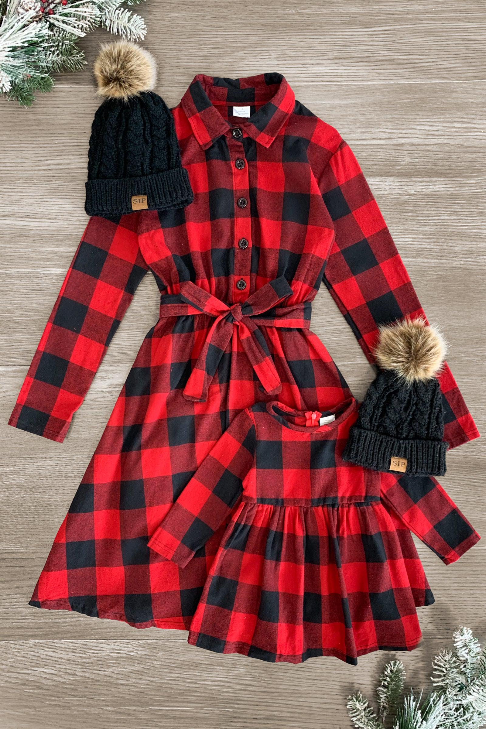 Mom & Me - Red & Black Plaid Dress | Sparkle In Pink