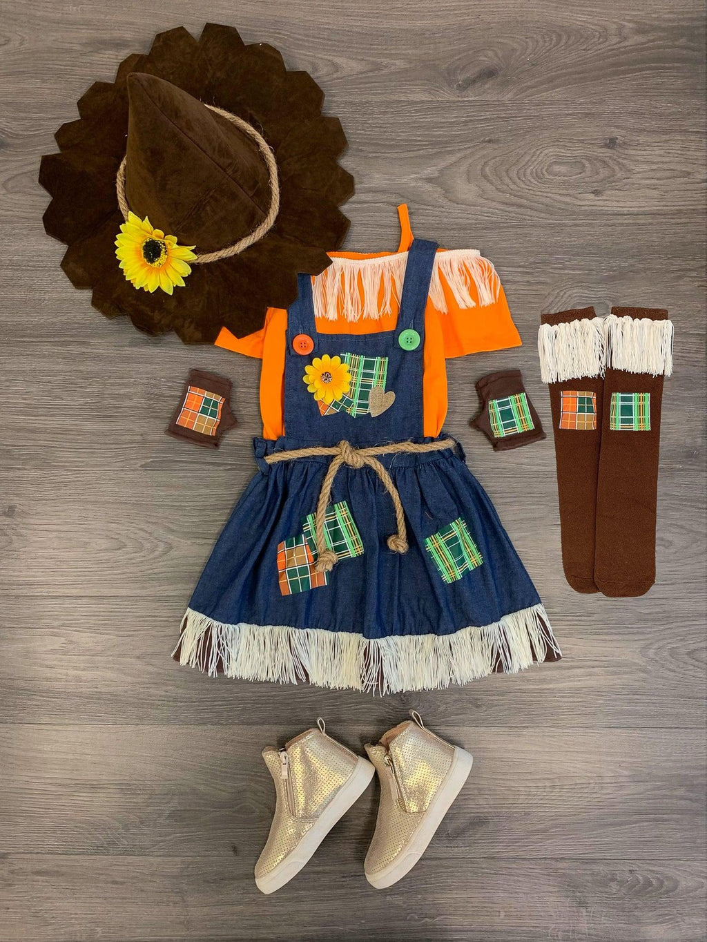 Scarecrow Costume - 5 Piece Set - Sparkle in Pink