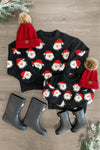 Mom & Me - Fuzzy Happy Santa Sweater - Sparkle in Pink