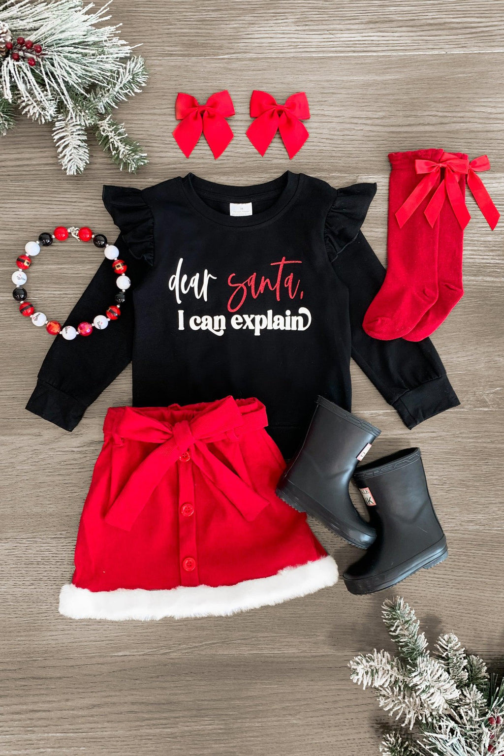 "Dear Santa, I Can Explain" Matching Boy & Girl Set - Sparkle in Pink