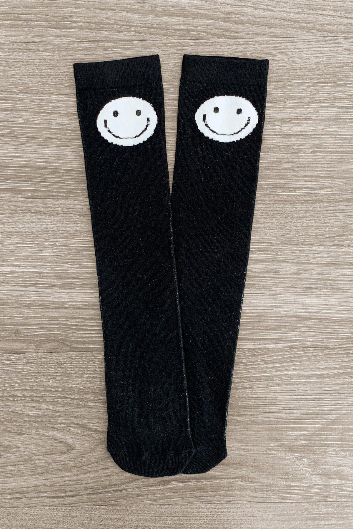 Black Smiley Face Socks | Sparkle In Pink