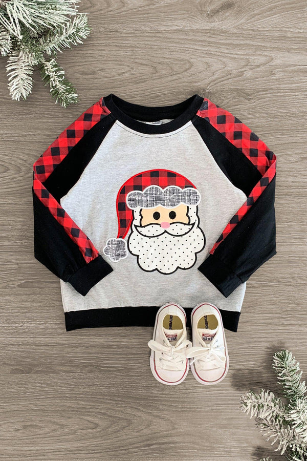 Cheerful Santa Plaid Top - Sparkle in Pink