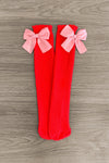 Red & Pink Bow Socks - Sparkle in Pink