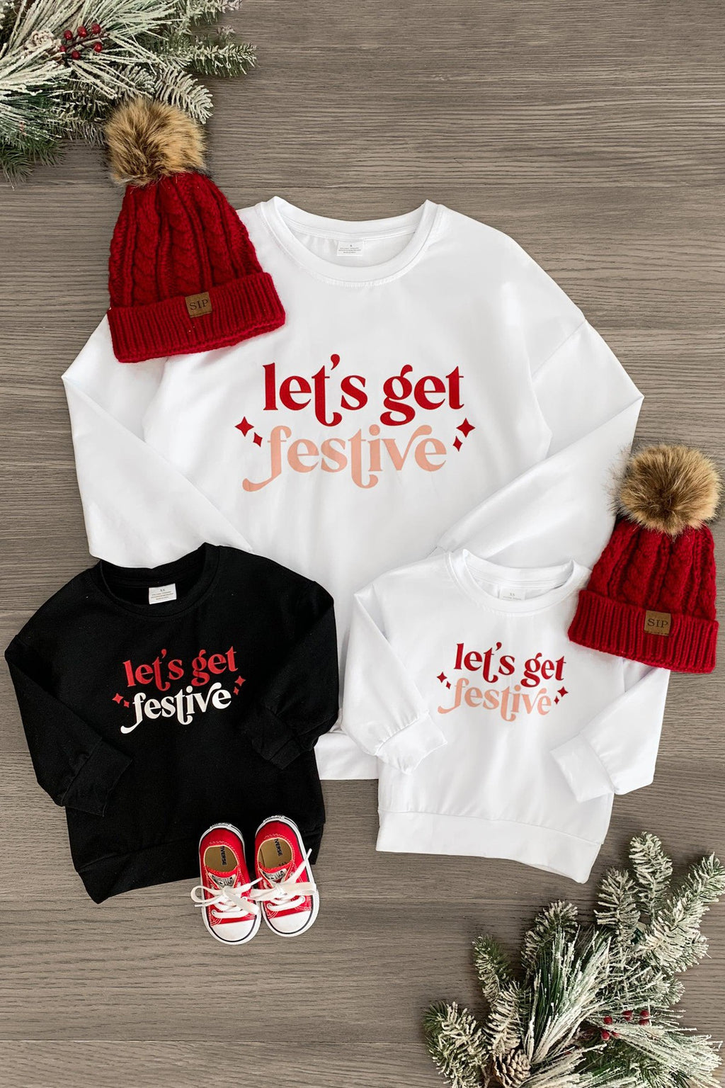 Mom & Kid - "Let's Get Festive" Black & White Tops - Sparkle in Pink
