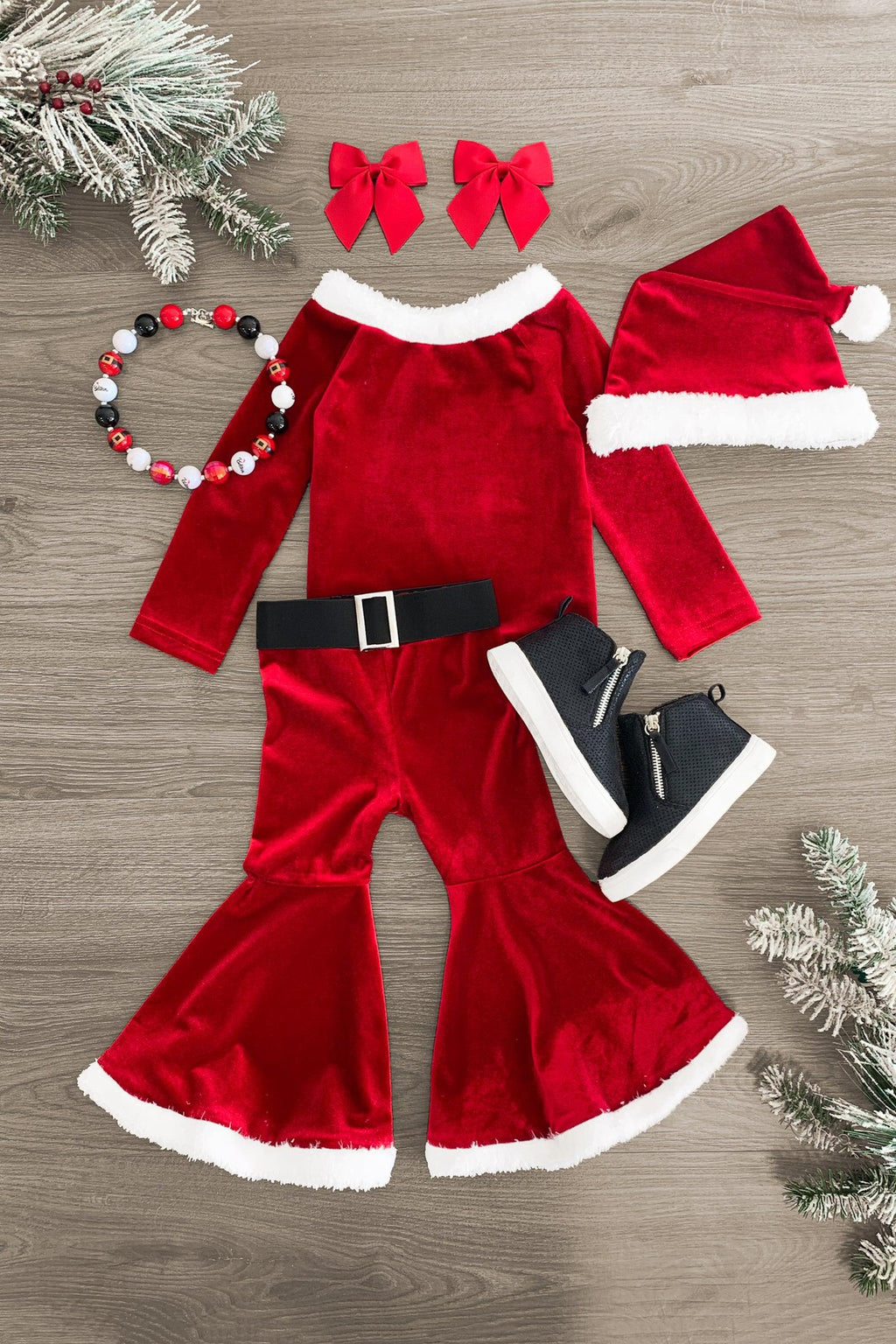 Santa Claus Bell Bottom Set - Sparkle in Pink