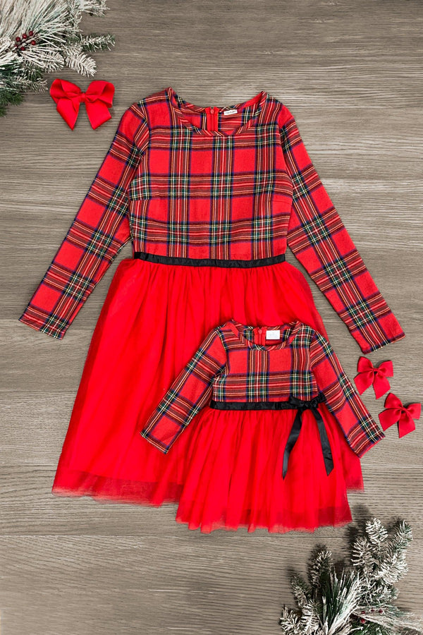 Mom & Me - Red Plaid Tutu Dress - Sparkle in Pink