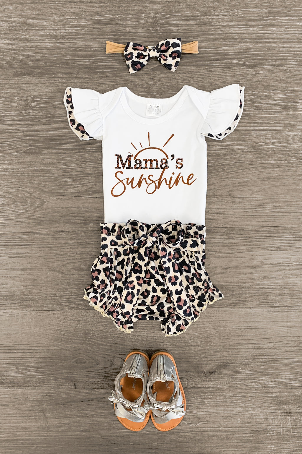 "Mama's Sunshine" Cheetah Onesie Set - Sparkle in Pink