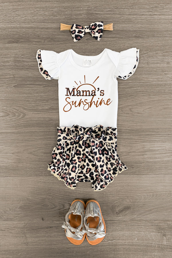 "Mama's Sunshine" Cheetah Onesie Set - Sparkle in Pink