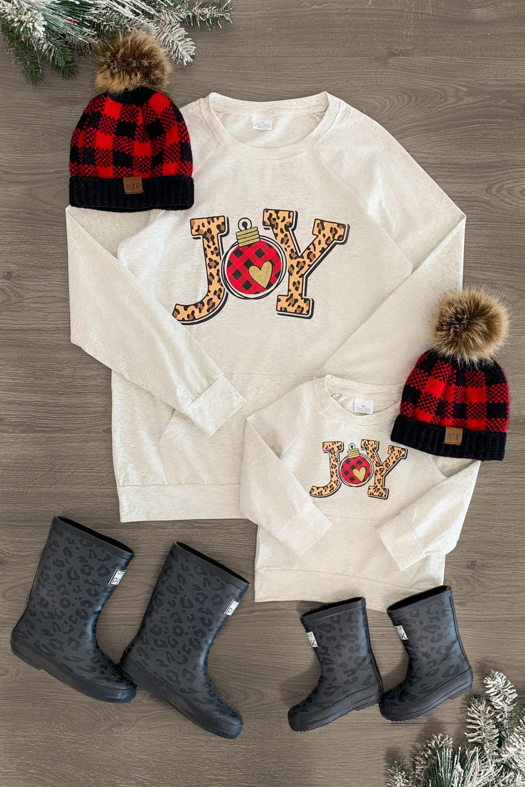 Mom & Me - "Joy" Cheetah & Cream Long Sleeve Top - Sparkle in Pink